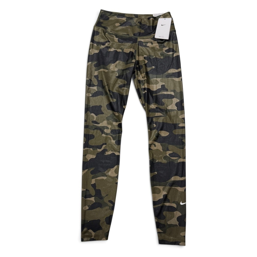 Nike Womens Dri-FIT Camo High Rise Training Leggings Small NWT Olive DD4559-222